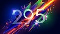 Dynamic 3D Numbers 295 with Abstract Geometric Explosion and Neon Light Effects Royalty Free Stock Photo