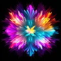 Vibrant Energy: Colorful Flower Explosion On Black Background