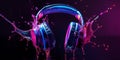 Vibrant Energy And Dynamic Music Immersed In Colorful Neon Headphones
