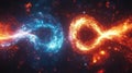 Vibrant Energy Flow with Infinity Symbol in Fire and Ice Theme Royalty Free Stock Photo