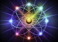 Editable Flat Design Illustration of an Atom Quantum Physics Atomic Structure and Subatomic Particles Royalty Free Stock Photo