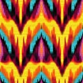 Vibrant Ethnic Tribal Pattern With Glitchcore Style Embroidery Art