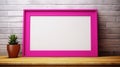 Vibrant Exaggeration: Pink Picture Frame With Bold Color Usage