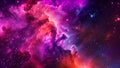 A vibrant expanse of interstellar space illuminated by a multitude of colorful stars and adorned with billowing clouds, Space