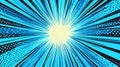 Blue Comic Book Radial Lines Explosion With Halftone Dots and Light Center Royalty Free Stock Photo