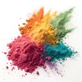 Vibrant color powder explosion isolated on white Royalty Free Stock Photo