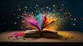 Vibrant Explosion: Colorful Book on Shiny Background - Sony A9 Photography