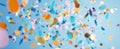 The vibrant explosion of colorful confetti in a bright blue background..AI generated image Royalty Free Stock Photo