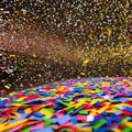 A vibrant explosion of confetti and streamers, creating a festive and joyful atmosphere5, Generative AI Royalty Free Stock Photo