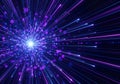 Vibrant Explosion of Light with Purple and Blue Rays in Space Royalty Free Stock Photo