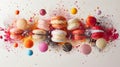 vibrant explosion of macarons and confetti against a white background Royalty Free Stock Photo