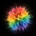 A vibrant explosion of multicolored paint splashes creates a symmetrical, spherical Royalty Free Stock Photo