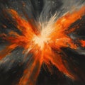 Vibrant Explosion of Orange and White Abstract Paint on Canvas Royalty Free Stock Photo