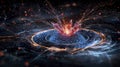 Quantum algorithm analysis in dynamic visual burst digital environment abstract art futuristic perspective