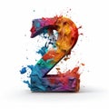 Number Twenty-seven: Colorful Paint On White Background Royalty Free Stock Photo