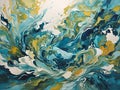 A vibrant and expressive abstract artwork inspired by the energy and colors of the ocean. Generative AI