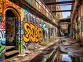 vibrant and expressive graffiti on decaying urban