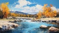 Autumn River Painting In The Style Of Sparth Royalty Free Stock Photo