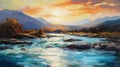 Epic Landscape Painting Of A Sunlit River