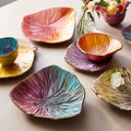 Vibrant and Eye-catching Dishware Collection with Unique Brushstrokes