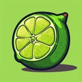 Green Lime Pixel Art: 8-bit Style Game Item