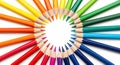 Colorful Pencils Arranged in a Circle Royalty Free Stock Photo