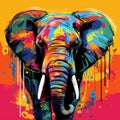 Vibrant Pop Art Elephant Illustration With Bold Colors And Dynamic Lines