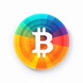 Colorful Bitcoin Art In Flat Design On White Background