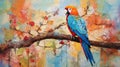 Colorful Parrot Painting In Neo Plasticism Style Royalty Free Stock Photo