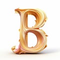 Golden Swirl Textured 3d Illustration Of Letter B