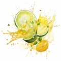 Vibrant Lime And Kiwi Splash: Nostalgic Imagery With Explosive Pigmentation