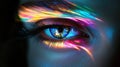 Vibrant eye with colorful light streaks Royalty Free Stock Photo