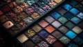 Vibrant eyeshadow palette set in multi colored variation for glamorous make up generated by AI Royalty Free Stock Photo
