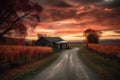 Vibrant Fall Foliage along the Country Road.