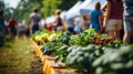 Vibrant farmer s market with bountiful produce, artisanal goods, and colorful umbrellas