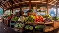 Vibrant Farmers Market Stall Bursting with Fresh Produce