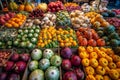 Vibrant Farmers Market Stall with Fresh Produce