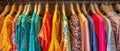 Vibrant Fashion Choices In A Closet Colorful Clothes On Display, Perfect For Summer