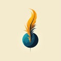 Vibrant Feather Illustration with Earth Background in Soft Colors Royalty Free Stock Photo