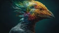 Vibrant feathered rooster, a majestic beauty in nature portrait generated by AI