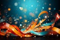 Vibrant festivity scene Vector with serpentine and confetti on colorful background