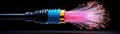 Vibrant Fiber Optic Light Source with Colorful Fiber Strands and Black Background Royalty Free Stock Photo