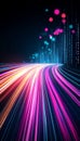 Vibrant Financial Data Stream, Flowing Lines of Light, Dynamic Growth and Progress Visualization
