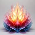 Vibrant Fire Artwork On Grey Background: Carved Books Style