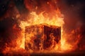 Vibrant Fire cube background. Generate Ai