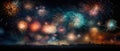 Vibrant Firework Texture Lighting Up the Dark Night Sky with Colorful Explosions, Ai Generated