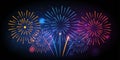 Vibrant fireworks burst with colorful trails against a black background celebration Royalty Free Stock Photo