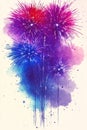 Watercolor Fireworks Display Royalty Free Stock Photo
