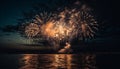 Vibrant fireworks illuminate the dark night sky in celebration Royalty Free Stock Photo