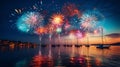 Vibrant fireworks illuminate the night sky, creating a spectacular display of colors Royalty Free Stock Photo